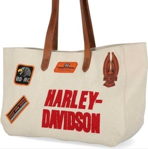 Harley-Davidson Cream Tote with Brown Handles